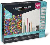 Prismacolor Premier Soft Core Pencils Adult Coloring Book Kit with Blender, Illustration Marker, Eraser, Sharpener and Coloring Booklet, 25 Pieces