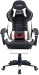 SUKIDA Black Gaming Chair Massage Gamer Chair Adult Gamers Choice Size Cool Big People, PC Video Game Ergonomic Gamingchair with Footrest, Racing Office Computer Reclining Comfortable Recliner