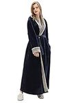 Womens Robes Soft Plush Warm Flannel Spa Thick Long Full Length Bathrobe Ladies Winter Sleepwear (Navy, Large)