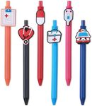 Amabro Cute Nurse Pens, 6PCS Funny Cartoon Nurses Pen 0.5mm Retractable Nurse Ballpoint Pens Gift for Nurses Doctors Medical Assistants Students Healthcare Workers Office Appreciation Gift