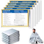 SYNYOUR Foil Blankets 5 Pieces, Emergency Blanket Silver, Survival Blanket 160 x 210 cm, Thermal Blanket for First Aid Outdoors Hiking Marathons, Reflective, Space Blanket