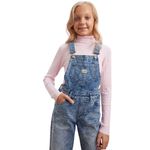 DELLMOOR Girls Denim Dungaree Stretch Jumpsuit Kids Denim Playsuit, Girl’s Blue Denim Dungaree Ripped Jeans, Adjustable Straps, Kid’s Playsuit for Ages 6-12 Years, Blue