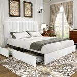 VECELO Queen Size Upholstered Bed F