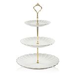 Sweejar Home 3 Tier Ceramic Cake Stand, Tiered Wedding Dessert Cupcake Stand for Tea Party Food Server Display (White)