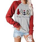 Fuyxxmer Womens Merry Christmas Sweatshirt Leopard Print Plaid Trees Graphic Sweater Xmas Gift Pullover Blouse Tops Red