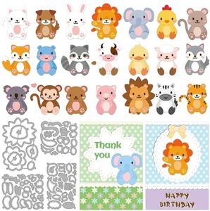 INFUNLY DIY Animal Cutting Dies Set Metal Die Cuts for Card Making Little Animal Embossing for Scrapbooking Christmas Instruction Included