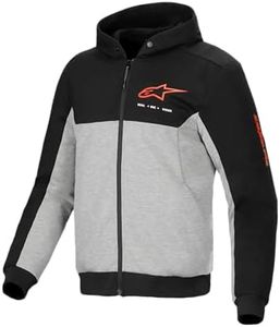 Alpinestars Chrome v2 Sport Hoodie, Reinforced Motorcycle Riding Jacket with CE-Certified Armor & Urban Styling, Black/Gray Heather/Red Fluo, XL