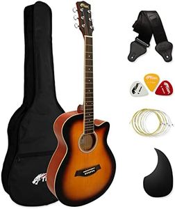 TIGER ACG3-SB Full Size Acoustic Guitar Package - Beginners Guitar Pack with Gig Bag, Strap and Spare Strings - Sunburst - Now with 6 Months Free Lessons Included
