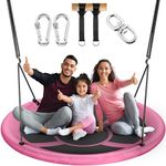 Everyfun 43" Saucer Tree Swing for Kids Adult, Waterproof Flying Saucer Swing with Adjustable Hanging Straps, Swing Seats for Backyard Outdoor Indoor Playground, Pink