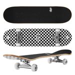 KMX Complete 31" x 8" Skateboard for Beginners, Double Kick Concave Deck, 7 Layer Canadian Maple | Premium Truck | Kids Cruiser Skateboard for Kids Ages 6-12, Girls, Boys,Teens(Checkered)