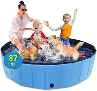 CACSPS Foldable Dog Pool, 87" x 12" Kiddie Pool with Hard Plastic, Non-Slip Dog Bath Tub for Outdoor Backyard, Collapsible Dog Swimming Pool for Kids Dogs Pets (Blue)
