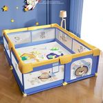 MONSTECH Large 150cm * 180cm Baby Playpen Play Pens playard play yard for Babies and Toddlers Baby Fence up to 5 Years, Smart Folding & Portable Baby Activity with Safety Lock, play area Indoor setup Activity upto 5 years(NO Mat/NO Cushion) (Blue-Printed 150*180)