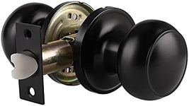Probrico Black Door Knobs Interior 1 Pack, Interior Passage Keyless Door Knob Set Flat Ball Knob for Hallway or Closet, Matte Black Finish Knob, 1 Pack