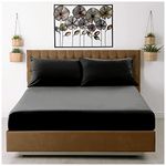 Microfiber Fitted Sheet Double - Plain Dyed Bedding Sheet - Black Bottom Bed Sheet