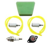 Primer Bulb Pump with Air Filter Fuel Filter Fuel Line Hose Tube Spark Plug for Poulan Pro Craftman Chainsaw Tune up kit Replaces 530037793, 188-513-1