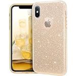 MATEPROX iPhone Xs case,iPhone X Glitter Bling Sparkle Cute Girls Women Protective Case for iPhone Xs/X 5.8"-Gold