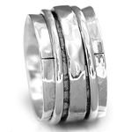 Boho-Magic 925 Sterling Silver Spinner Ring for Women Hammered Wide Fidget Ring Band (6)