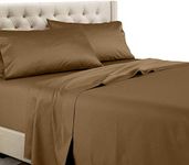 Solid King size Taupe 600 Thread Count Attached Waterbed Sheet Set with Pole attachments 100% Egyptian CottonPoles not included