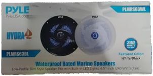 Pyle Marine Speakers - 6.5 Inch 2 Way Waterproof and Weather Resistant Outdoor Audio Stereo Sound System with 240 Watt Power and Low Profile Slim Style - 1 Pair - PLMRS6W (White)