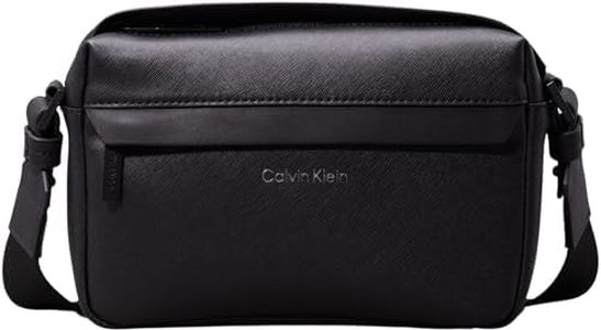 Calvin Klein Bolso con Bandolera para Hombre Ck Must Camera Bag Pequeño, Negro (Ck Black Saffiano), Talla Única