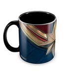 Posterboy Captain Marvel Theme Printed Avengers End Game Superheroes Ceramic Coffee Mug (325 ml, Multicolour, Black)