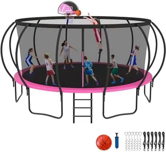 Kacho 16FT Tranpoline with Basketball Hoop Large Weight Capacity ASTM Approved, No-Gap Design 16' Tranpolines with Ladder and Galvanized Anti-Rust Coating for Kids Adults Family