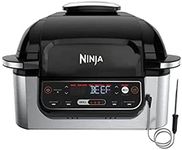 Ninja® Foodi™ Smart 5-in-1 Indoor Grill with 4-Quart Air Fryer, Roast, Bake, Dehydrate, and Smart Cook System, LG450CCO, Black and silver, 17 in. ×14 in. × 11 in.