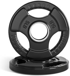LIONSCOOL 2-Inch Rubber Coated Olympic Grip Plate in Pairs or Single for Strength Training, Weightlifting and Bodybuilding, Solid Cast Iron Weight Plates for Barbell, 2.5-45LBS, One Year Warranty (5LB PAIR)