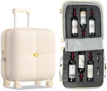SERABETTO Wine Suitcase, 6 Bottle Wine Luggage, Durable Wine Travel Case, Fly With Wine Suitcase with TSA Lock, Versatile Wine Carrier with Removable Inserts and Silent Spinner Wheels, Cream, 20in,