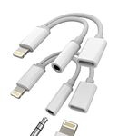 Iphone AUX Adapter Dongle for Headphone Jack Cable(2Pack)2 in 1 Lightning to 3.5mm Earbud Splitter for 11 12 13 14 Pro 7 8 Plus X XS Charger Cord Apple MFI Certified Audio Music Power Charge Converter