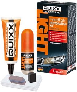 QUIXX QHRK1 Reliable Car Headlight Restoration Kit to Increase Safety and Can Prevent MOT Failure, Includes Headlight Polish, Sealing, Sanding & Polishing Block, Abrasive Papers and Polish Cloths