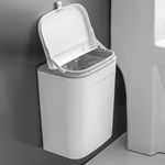 Zeinwap 2.4 Gallon Kitchen Compost Bin, Hanging Trash Can with Lid Garbage Can for Countertop or Under Sink, Wall Mounted Counter Waste Bin for Kitchen Bathroom Bedroom Office (White)