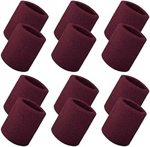 TOPTIE 12 PCS Wrist Sweatbands for Women, Sports Sweat Wristbands for Men, Athletic Sweat Bands for Football Tennis Running Basketball Working Out-Maroon