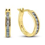 10K Yellow Gold 1/3 Cttw Canadian Diamonds Channel-Set Huggie Hoop Earrings (H-I Color, SI1-SI2 Clarity)