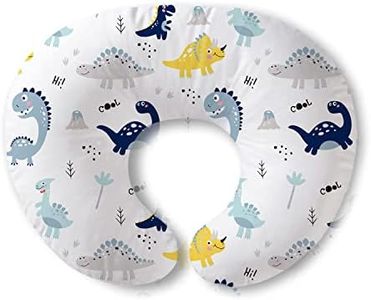 Plushii Nursing Pillow and Positioner, Breastfeeding, Bottle Feeding,Microfiber Baby Sitting Support with Removable Ultra Soft Cover, Tummy Time Support for Baby Boys, Blue Dinosaur