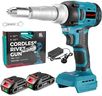 ONEVAN Cordless Rivet Gun Battery Riveting Pliers - with 260 N·m Max Torque, Cordless Pop Rivet Stroke Length 20 mm, with 2 2000mAh Batteries of for 2.4-5.0 mm Blind Rivets