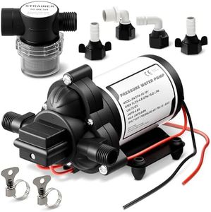 RV Water Pump 12V DC - Easy to Install Self Priming 4.0 GPM 45PSI 12V Water Pump with Pressure Switch, 50 Mesh Strainer, Thermal Overload Protection, Diaphragm, for RV, Marine, Camping, Yacht, Garden