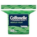 Cottonelle GentlePlus Flushable Wet Wipes with Aloe & Vitamin E, Adult Wet Wipes, 1 Refill Pack, 168 Total Wipes