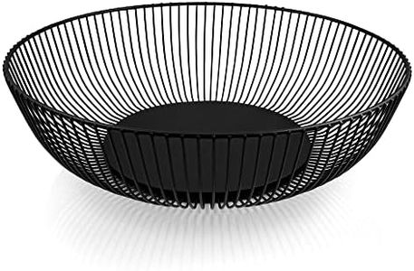 HEYNNA® « Pure » coupe à fruits en acier inoxydable en noir mat/métal - corbeille à fruits de grande capacité - décoration scandinave - 28cm