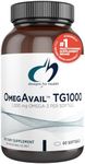 Designs for Health OmegAvail TG1000 - TG (Triglyceride) Fish Oil Supplement with EPA/DHA - Highly Concentrated 1000mg Omega-3 Per Softgel - Natural Lemon Flavor + No Fishy Aftertaste (60 Softgels)