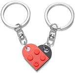 HAMYUTA Matching Brick Heart Keychains for Couples Anniversary Valentines Day Gifts for Him and Her Couple Best Friends Birthday Christmas Xmas Gift (Black and Red)