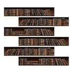 HOMSFOU Retro Bookshelf Backdrop 6pcs Staircase Book Decals Vintage Books Pattern Stair Riser Stickers Decorative 3D Bookshelf Self- Adhesive Wallpaper for Walls Stair Home Decor 3d Stair Decals