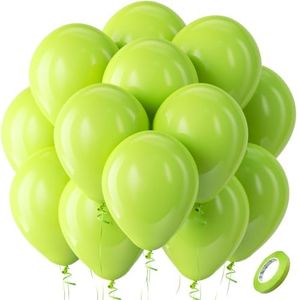 Bezente Lime Green Latex Party Balloons - 100 Pack 12 inch Round Helium Light Pastel Kelly Green Balloons for Graduation Wedding Engagement Spring Forest Theme Birthday Tea Party Decorations