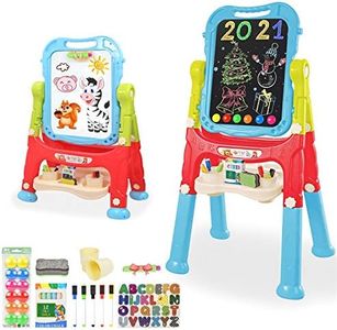 Mojitodon Easel for Kids,Rotatable Double Sided Adjustable Standing Art Easel with Painting Accessories for Toddlers Boys and Girls-Blue