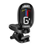 Guitar Tuner Rechargeable,LEKATO Clip-on Tuner with LCD Color Display, Chromatic Digital Tuner for Guitar, Bass,Violin, Ukulele & Chromatic Tuning Modes Upgrated Version (Battery)