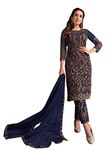 RUDRAPRAYAG Net And Santoon Straight Salwar Suits For Women | Semi Stitched Suit For Women 2023 L Gown In Clothing & Accessories, Blue Free Size