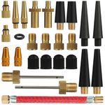 Bicycle Presta Schrader Valve Adaptor Tools, 25PCS Brass Bike Pump Adaptters,Ball Pump Needle, Balloon Inflatable Toys Nozzle Inflator Adapter, Air Pump Accessories for Standard Pump or Air Compressor