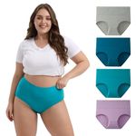 INNERSY High Waisted Knickers for Women Plus Size Pants Underwear Ladies Full Briefs Multipack 4 (26-28, Blue/Grey/Green/Lilac)