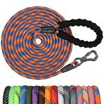 NTR Long Dog Leash, 20FT Check Cord with Swivel Lockable Hook and Comfortable Padded Handle for Reflective Dog Leash for Small Medium and Large Dogs Walking Training Hiking Camping Playing