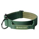 Spark Paws Tactical Dog Collar - Premium Quality Collar for Your Canine Companion - Solid Green – Size L (5cm)